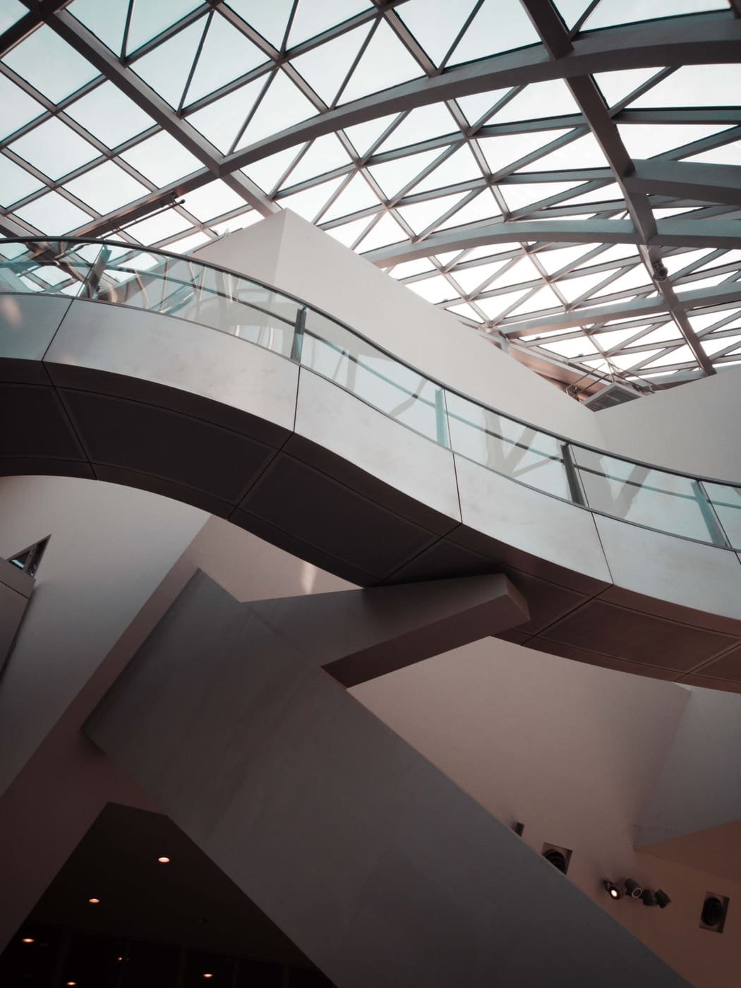 Atrium Stair & Roof Structure — Steel Structure · Glass Balustrade