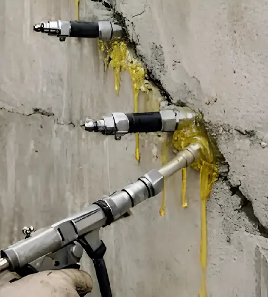 Injection grouting of concrete cracks